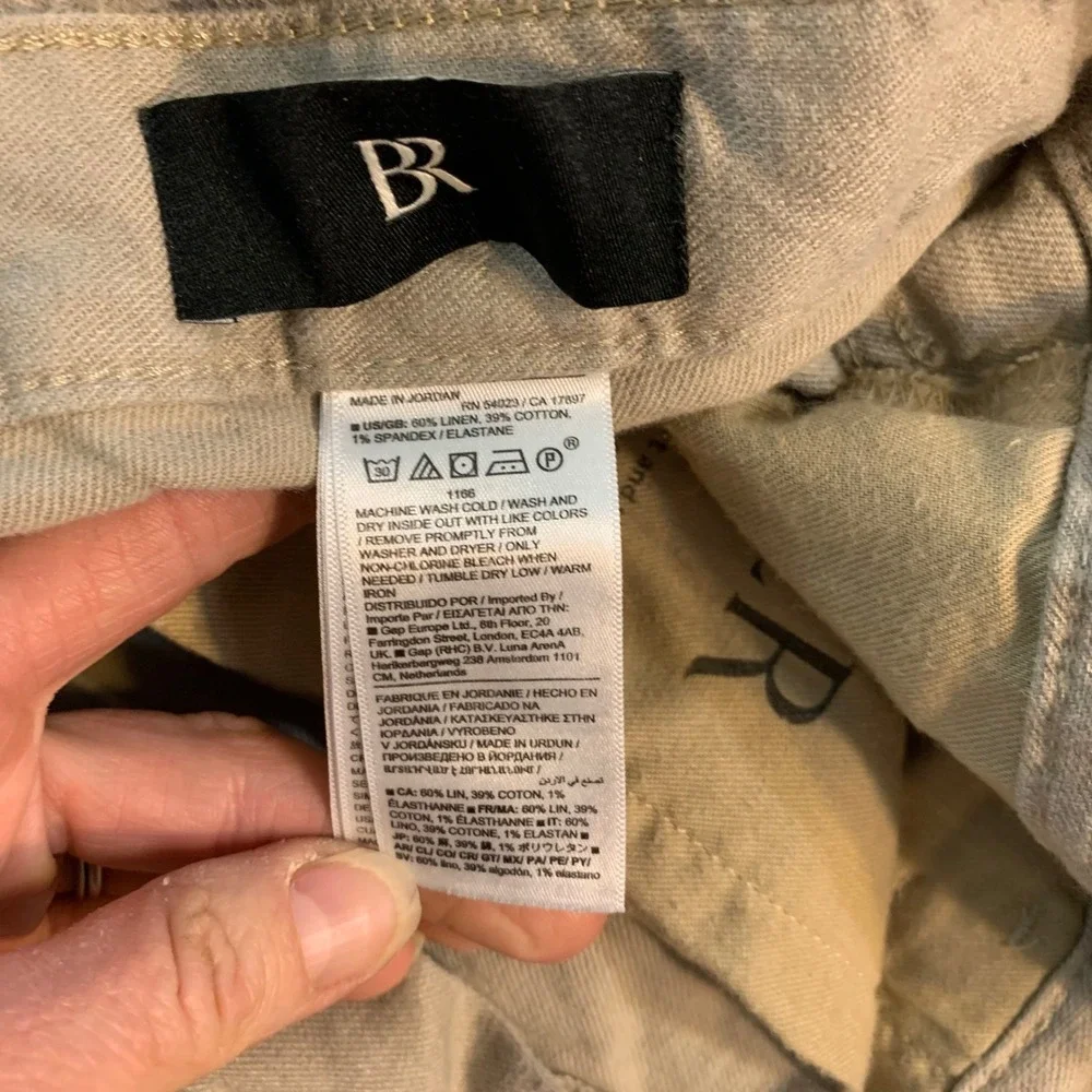Banana Republic Mens Traveler Slim Linen Cotton Pants‎ Khaki Tan 34x30 (36x28.5)